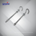 High quality cable accessories hook bolt with nut hot dip galvanized steel hook